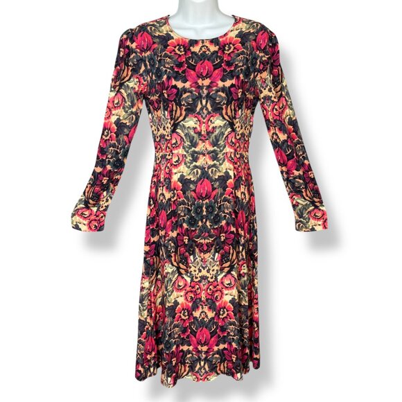 Sam & Lavi Anthropologie Selma Dress Midi Floral Graphic Size XS Peekaboo Back - Picture 3 of 13